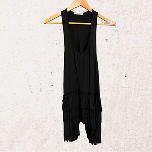 Mystree Black Asymmetrical High-Low Cardigan